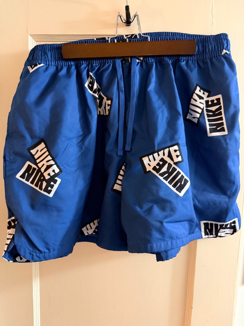 Nike Men’s XXL Lined Shorts Game Royal All Over Logo Print